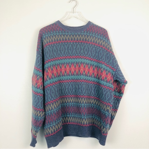 Claiborne Vintage Argyle Grandpa Cotton Sweater - Picture 1 of 3